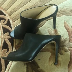 Black open toed mules